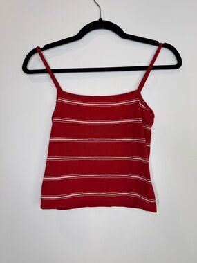 Brandy Melville Red Striped Spaghetti Strap crop Tank Top